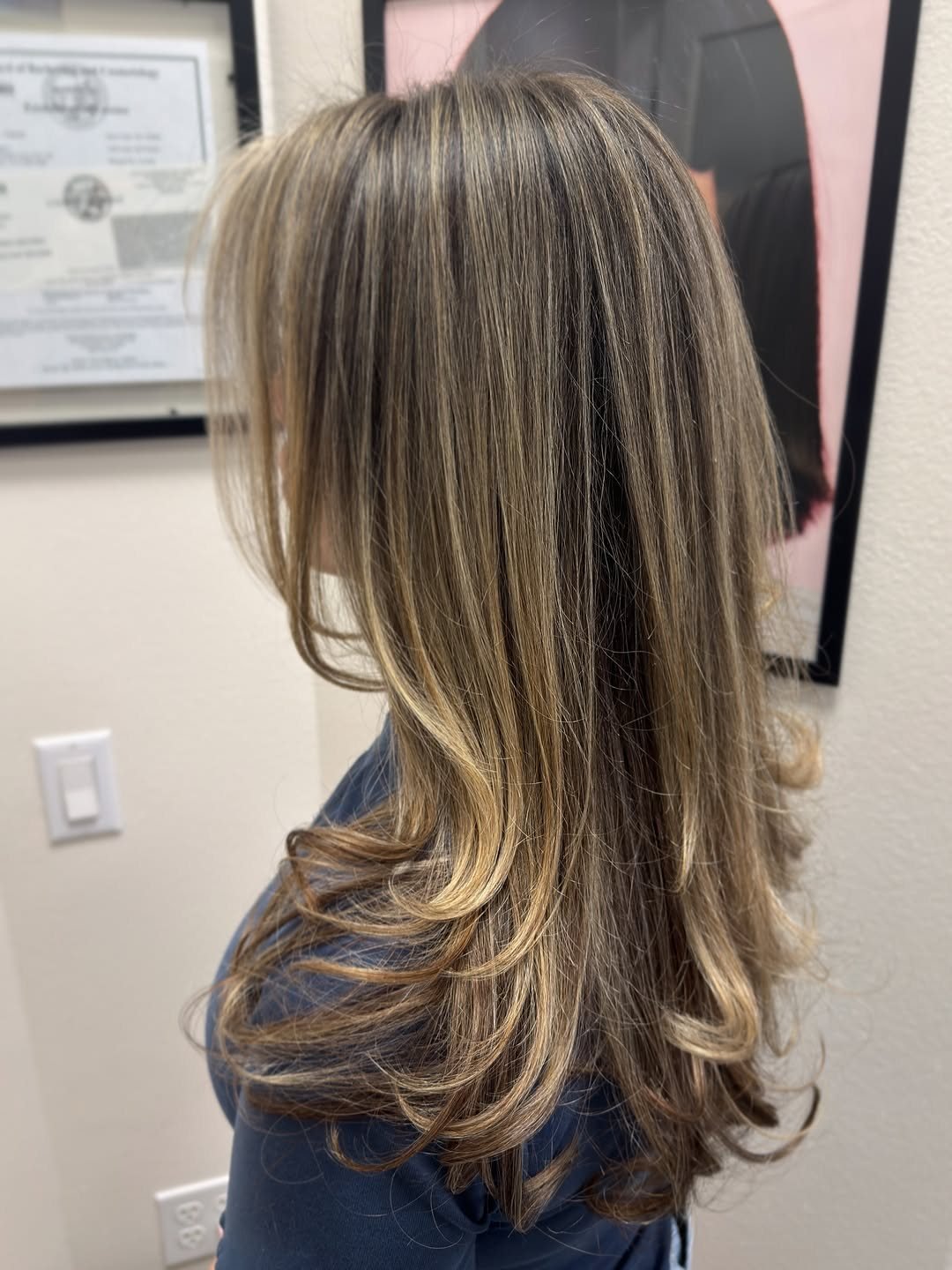 Dimensional bronde highlights by Mirian May, Glendale hair colorist